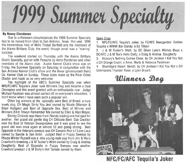 1999 American Brittany Club Summer Specialty Writeup